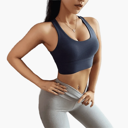 Brassière de sport femme push-up maintien élevé dos croisé fitness yoga