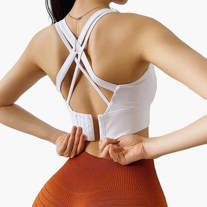 Brassière de sport femme push-up maintien élevé dos croisé fitness yoga