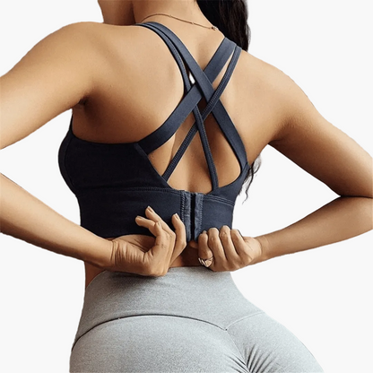 Brassière de sport femme push-up maintien élevé dos croisé fitness yoga