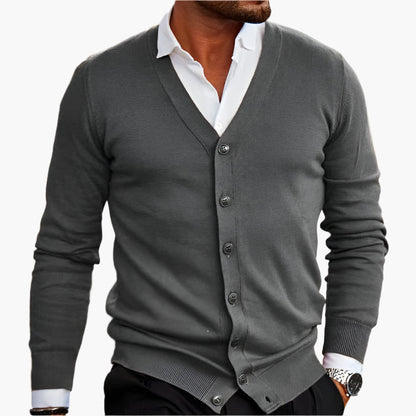 Cardigan homme élégant col V style business casual