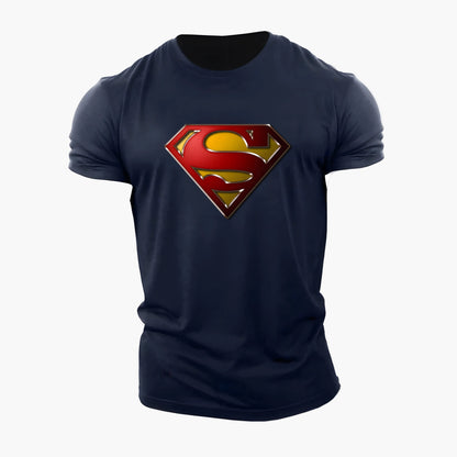 Heren T-shirt met iconisch Superman-logo in superheldenstijl voor fans en sportievelingen