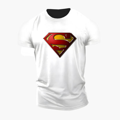 Heren T-shirt met iconisch Superman-logo in superheldenstijl voor fans en sportievelingen