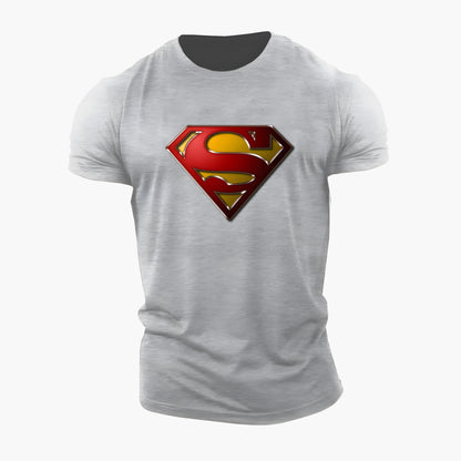 Heren T-shirt met iconisch Superman-logo in superheldenstijl voor fans en sportievelingen