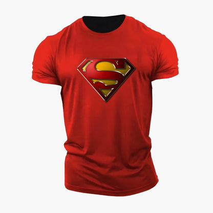 Heren T-shirt met iconisch Superman-logo in superheldenstijl voor fans en sportievelingen