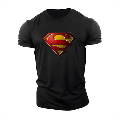 Heren T-shirt met iconisch Superman-logo in superheldenstijl voor fans en sportievelingen