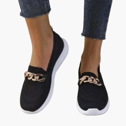 Mocassins sport femme à chaîne élégante pour confort quotidien et marche