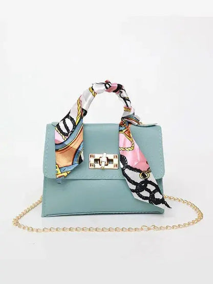 Borsa da donna elegante con tracolla a catena e manico foulard – Accessorio raffinato per ogni occasione