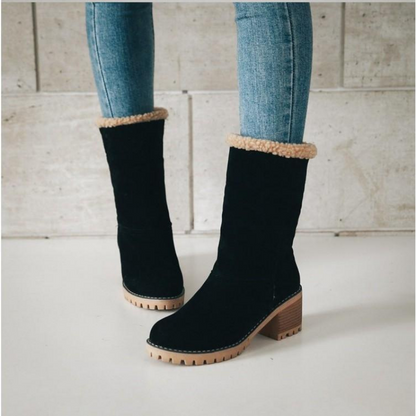 Bottes Femme Chaudes en Suédine à Revers - Confort Hiver et Style Polyvalent