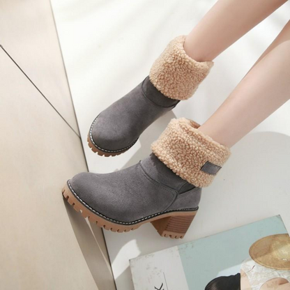 Bottes Femme Chaudes en Suédine à Revers - Confort Hiver et Style Polyvalent