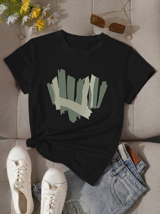 T-shirt grafica donna stile casual motivo geometrico – ideale per l'estate